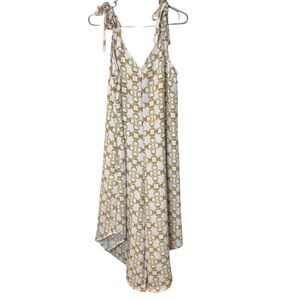 MSK Gold Chain Print Romper genie Wide leg white gold tie sleeves
